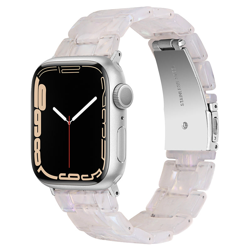 For Apple Watch Ultra 49mm Series 8 45mm Series 7 45mm Series 6 5 4 SE 44mm SE (2022) 44mm Series 3 2 1 42mm Resin Watch Band Strap Bracelet with Stainless Steel Buckle