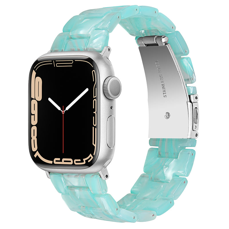 For Apple Watch Series 8 41mm Series 7 41mm Series 6 5 4 SE SE(2022) 40mm Series 3 2 1 38mm Resin Band Stainless Steel Buckle Replacement Watch Strap