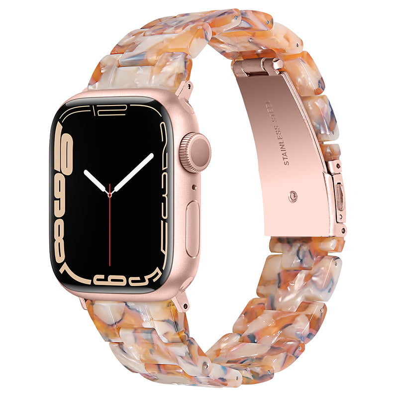 For Apple Watch Series 8 41mm Series 7 41mm Series 6 5 4 SE SE(2022) 40mm Series 3 2 1 38mm Resin Band Stainless Steel Buckle Replacement Watch Strap