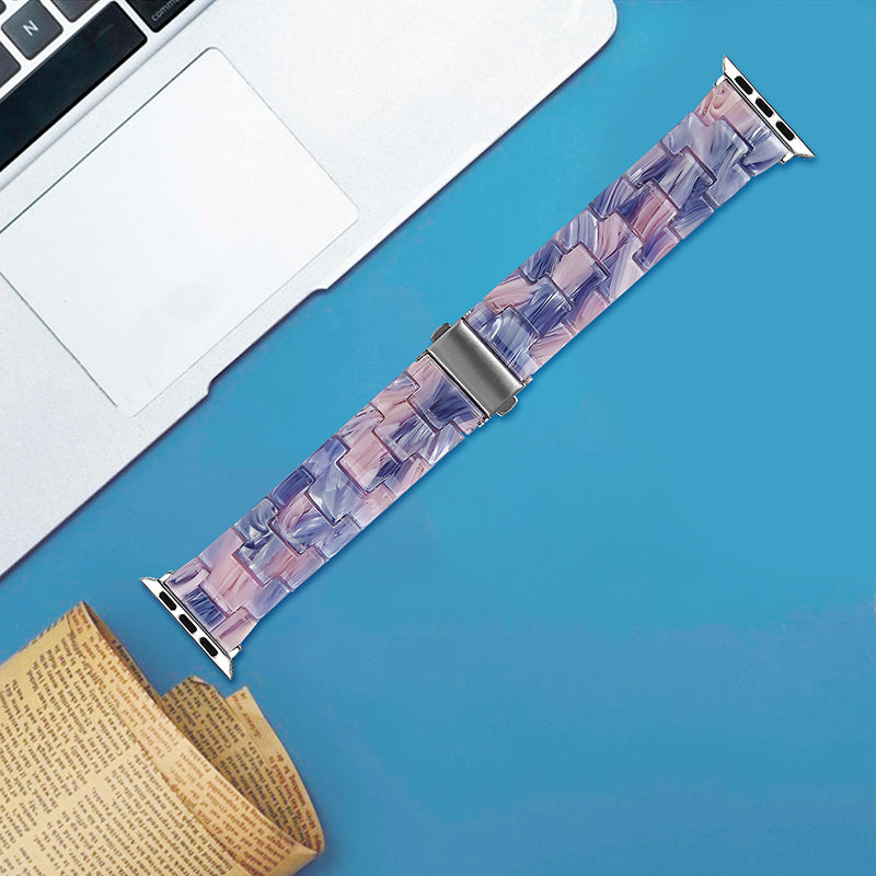 For Apple Watch Series 8 41mm Series 7 41mm Series 6 5 4 SE SE(2022) 40mm Series 3 2 1 38mm Resin Band Stainless Steel Buckle Replacement Watch Strap