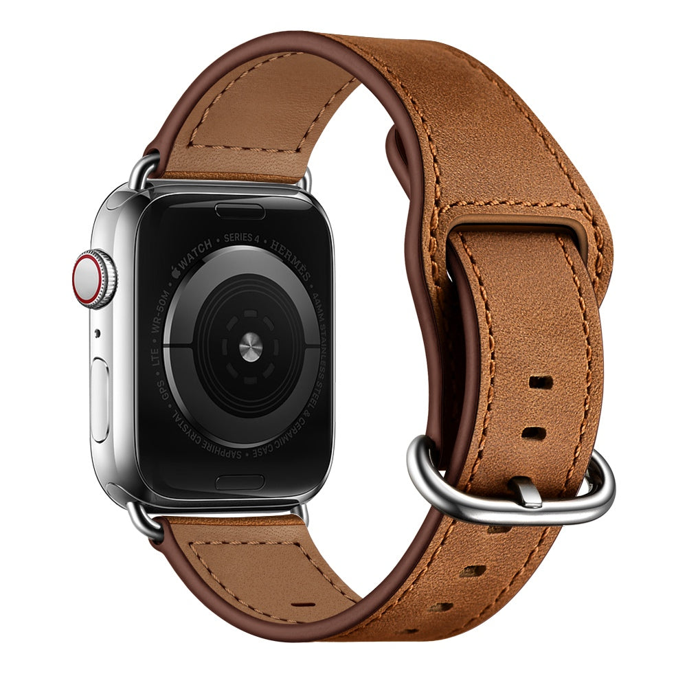 For Apple Watch Series 9 8 7 41mm SE (2023) SE (2020) SE 4 5 6 40mm 3 2 1 38mm Genuine Leather Watch Strap Replacement Wrist Band