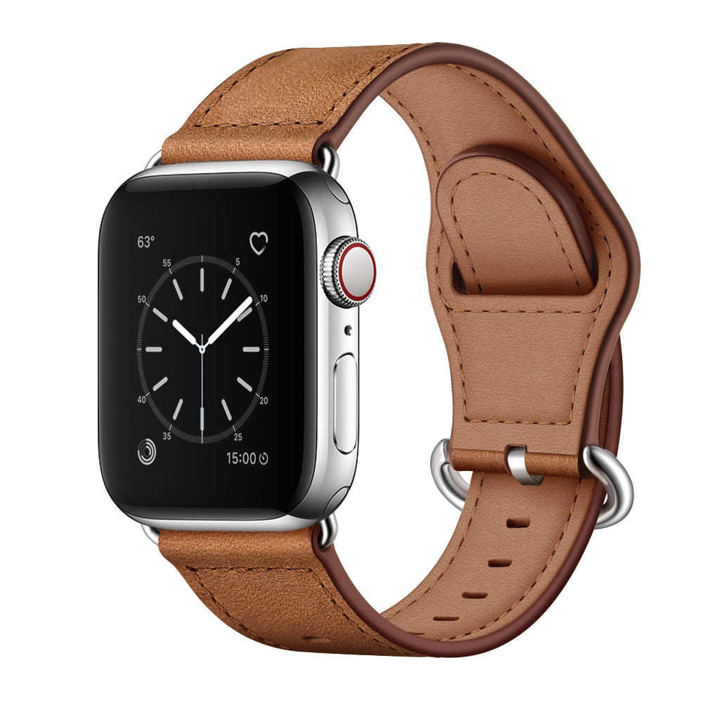 For Apple Watch Series 9 8 7 41mm SE (2023) SE (2020) SE 4 5 6 40mm 3 2 1 38mm Genuine Leather Watch Strap Replacement Wrist Band