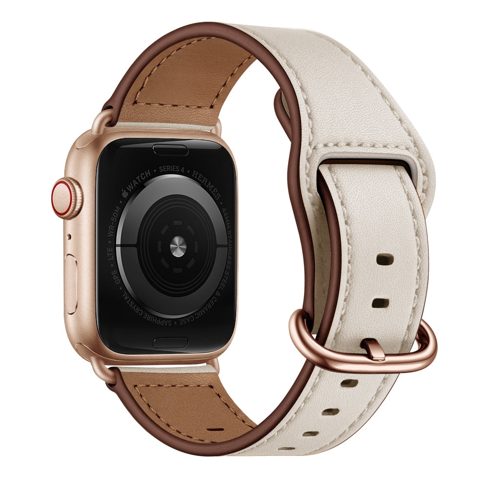 For Apple Watch Series 9 8 7 41mm SE (2023) SE (2020) SE 4 5 6 40mm 3 2 1 38mm Genuine Leather Watch Strap Replacement Wrist Band