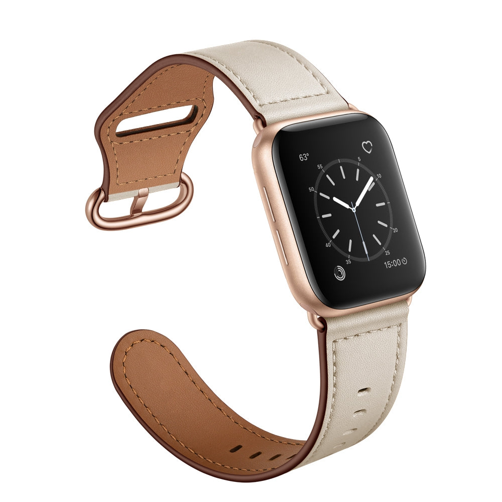 For Apple Watch Series 9 8 7 41mm SE (2023) SE (2020) SE 4 5 6 40mm 3 2 1 38mm Genuine Leather Watch Strap Replacement Wrist Band