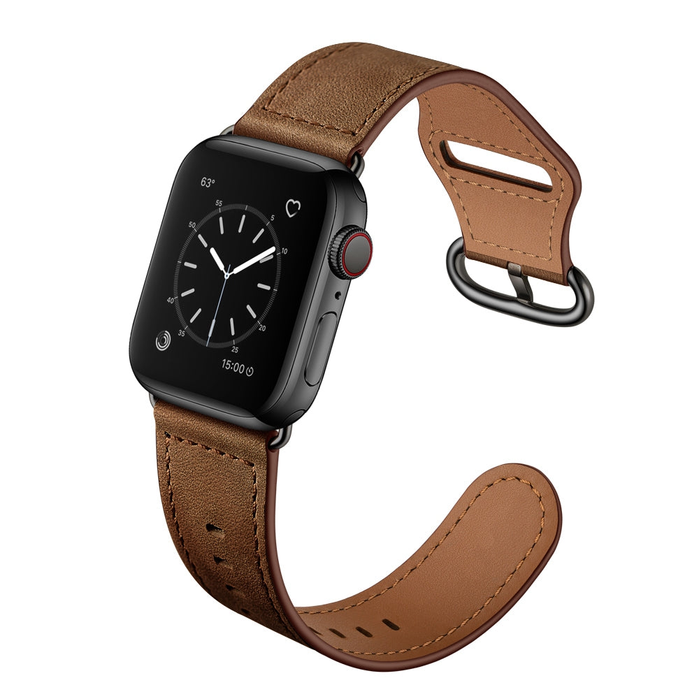 For Apple Watch Series 9 8 7 41mm SE (2023) SE (2020) SE 4 5 6 40mm 3 2 1 38mm Genuine Leather Watch Strap Replacement Wrist Band