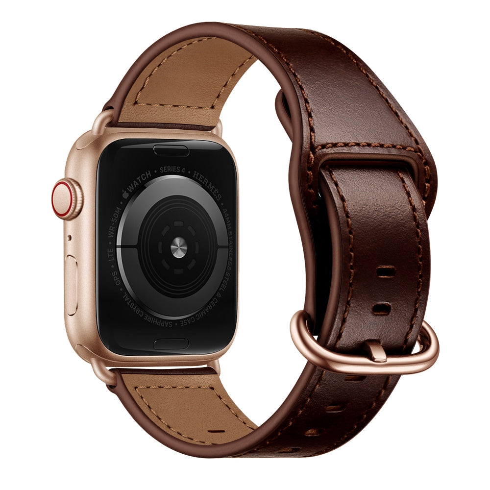 For Apple Watch Series 9 8 7 41mm SE (2023) SE (2020) SE 4 5 6 40mm 3 2 1 38mm Genuine Leather Watch Strap Replacement Wrist Band