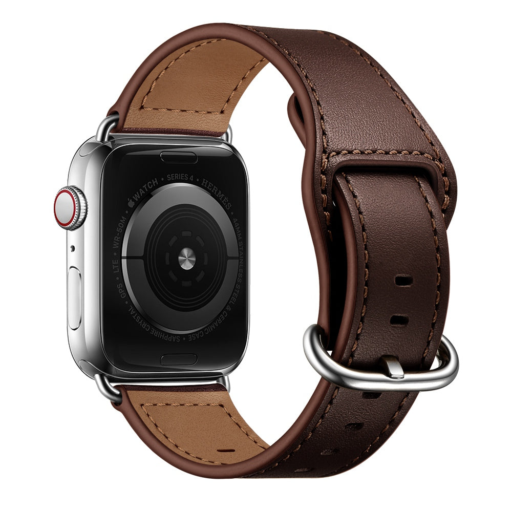 For Apple Watch Series 9 8 7 41mm SE (2023) SE (2020) SE 4 5 6 40mm 3 2 1 38mm Genuine Leather Watch Strap Replacement Wrist Band