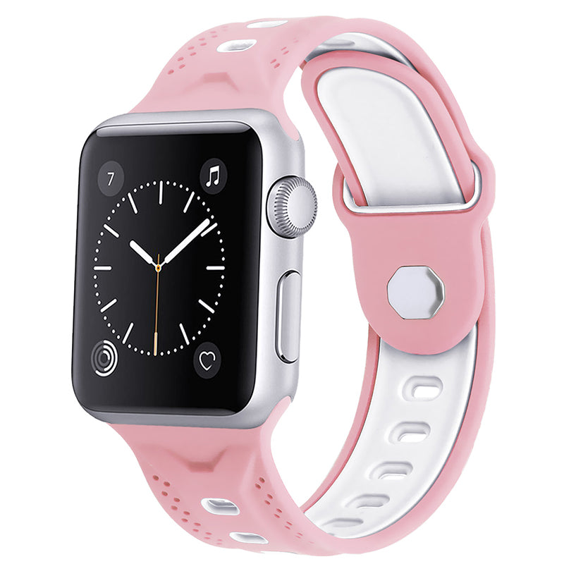 For Apple Watch Series 9 8 7 41mm SE (2023) SE (2020) SE 4 5 6 40mm 3 2 1 38mm Press Buckle Design Silicone Smartwatch Band Replacement Wrist Strap