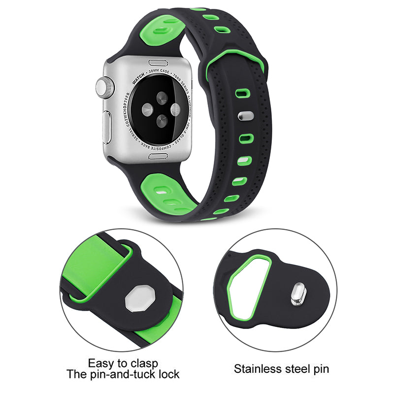 For Apple Watch Series 9 8 7 41mm SE (2023) SE (2020) SE 4 5 6 40mm 3 2 1 38mm Press Buckle Design Silicone Smartwatch Band Replacement Wrist Strap