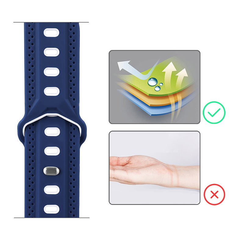 For Apple Watch Series 9 8 7 41mm SE (2023) SE (2020) SE 4 5 6 40mm 3 2 1 38mm Press Buckle Design Silicone Smartwatch Band Replacement Wrist Strap