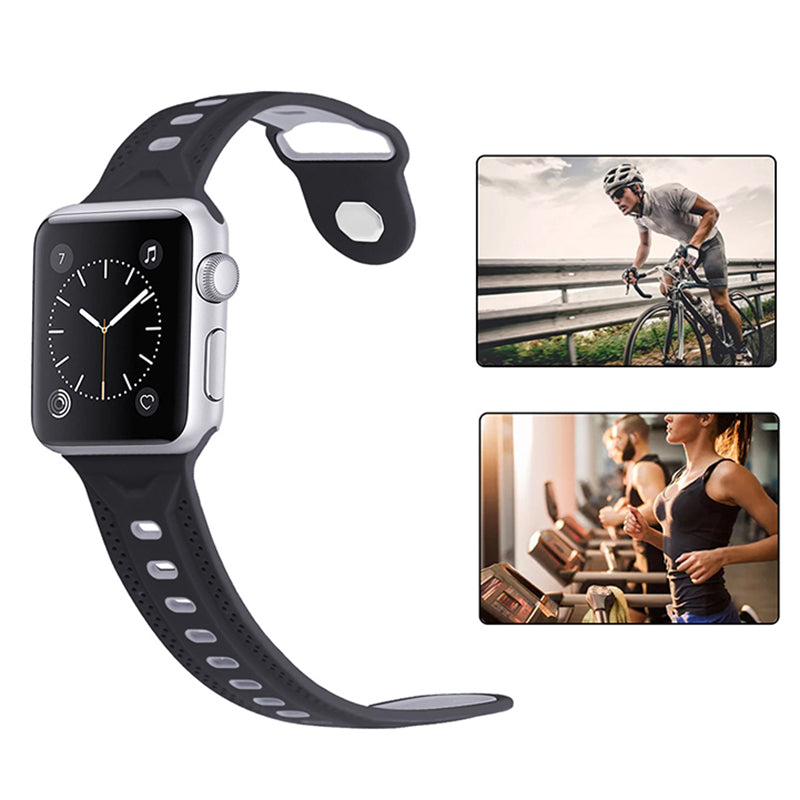 For Apple Watch Series 9 8 7 41mm SE (2023) SE (2020) SE 4 5 6 40mm 3 2 1 38mm Press Buckle Design Silicone Smartwatch Band Replacement Wrist Strap