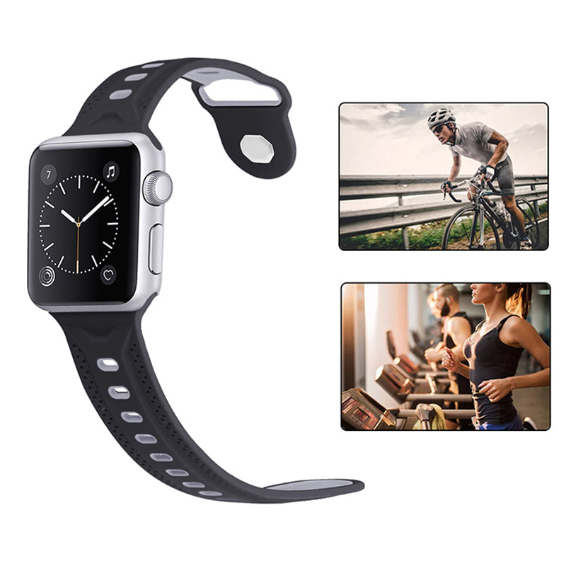 For Apple Watch Series 9 8 7 41mm SE (2023) SE (2020) SE 4 5 6 40mm 3 2 1 38mm Press Buckle Design Silicone Smartwatch Band Replacement Wrist Strap
