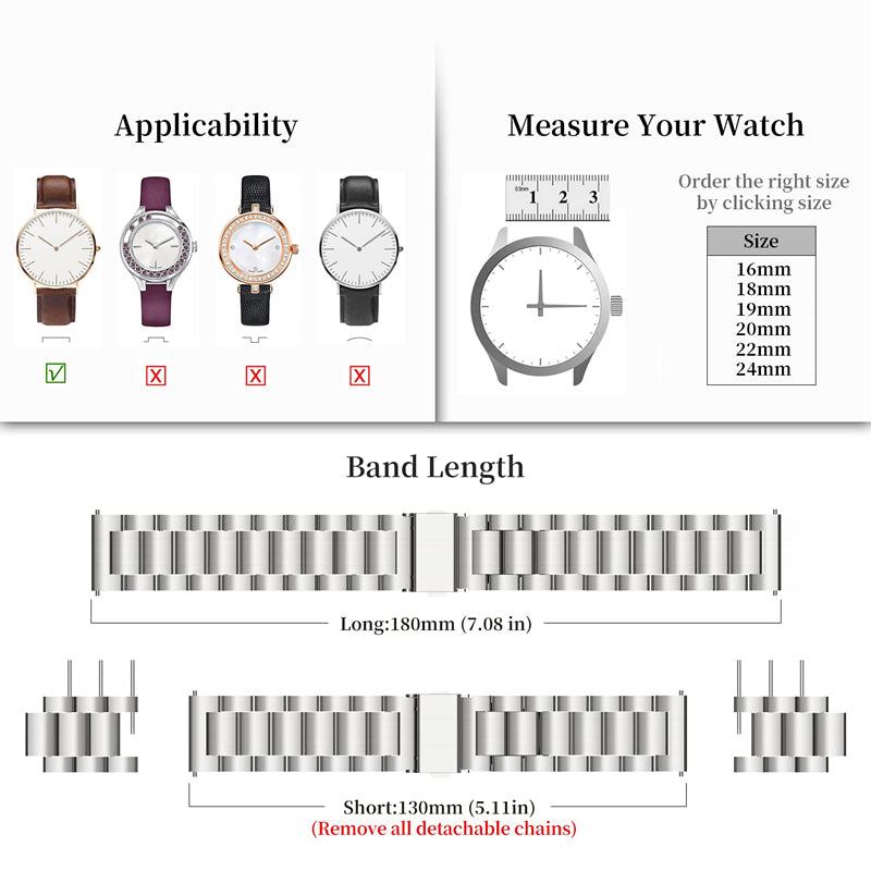 JLT For Samsung Watch4 Classic 42mm 46mm Garmin Venu 2 Plus 20mm Watch Band Three Beads Stainless Steel Replacement Strap