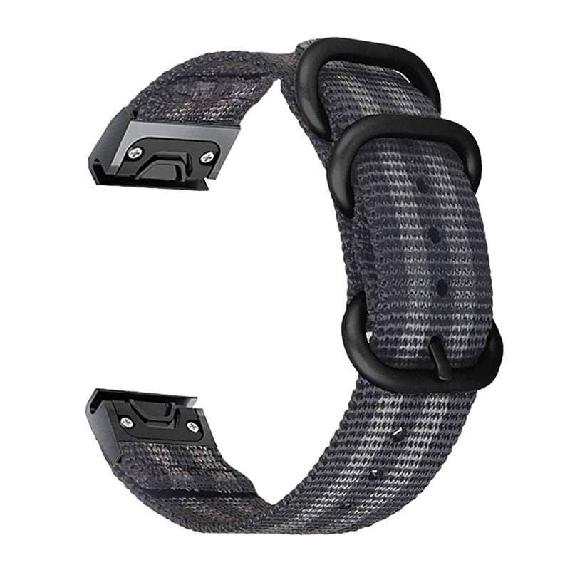 For Garmin Fenix 7S 6S Pro 5S Plus 20mm Nylon Watch Band Adjustable Wrist Strap with Stainless Steel Three Loops
