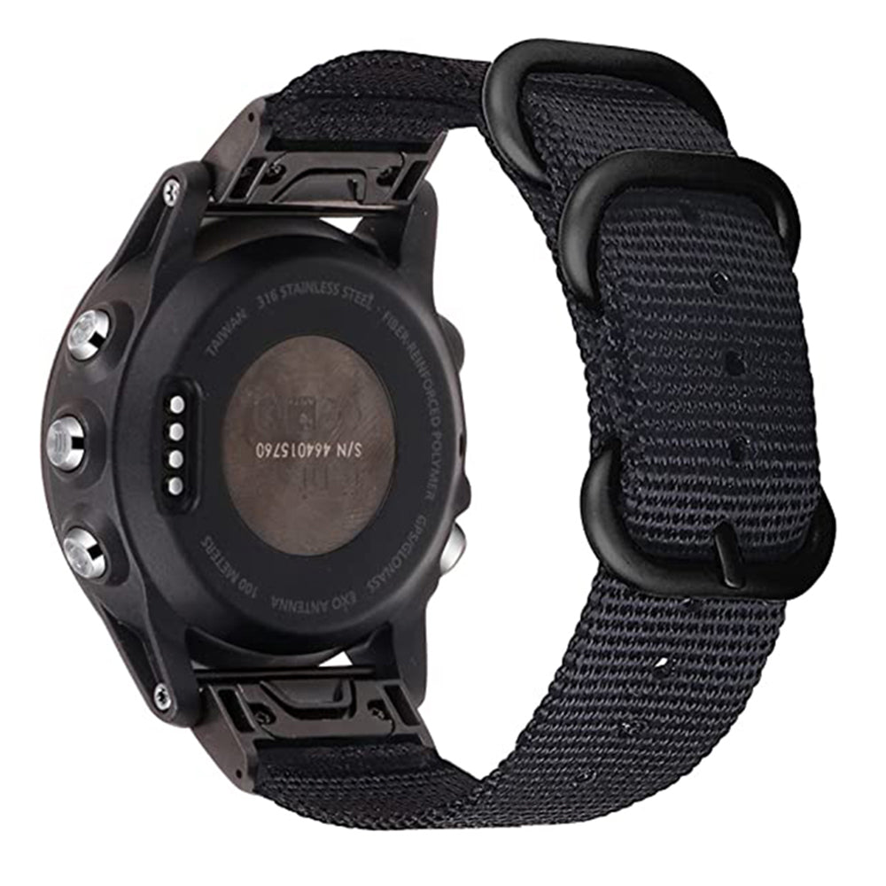 For Garmin Fenix 7S 6S Pro 5S Plus 20mm Nylon Watch Band Adjustable Wrist Strap with Stainless Steel Three Loops