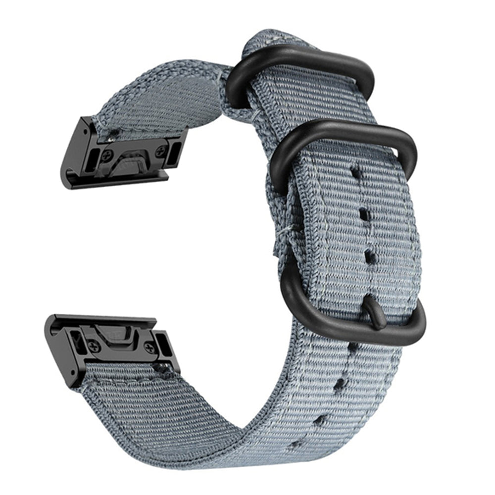 For Garmin Fenix 7S 6S Pro 5S Plus 20mm Nylon Watch Band Adjustable Wrist Strap with Stainless Steel Three Loops
