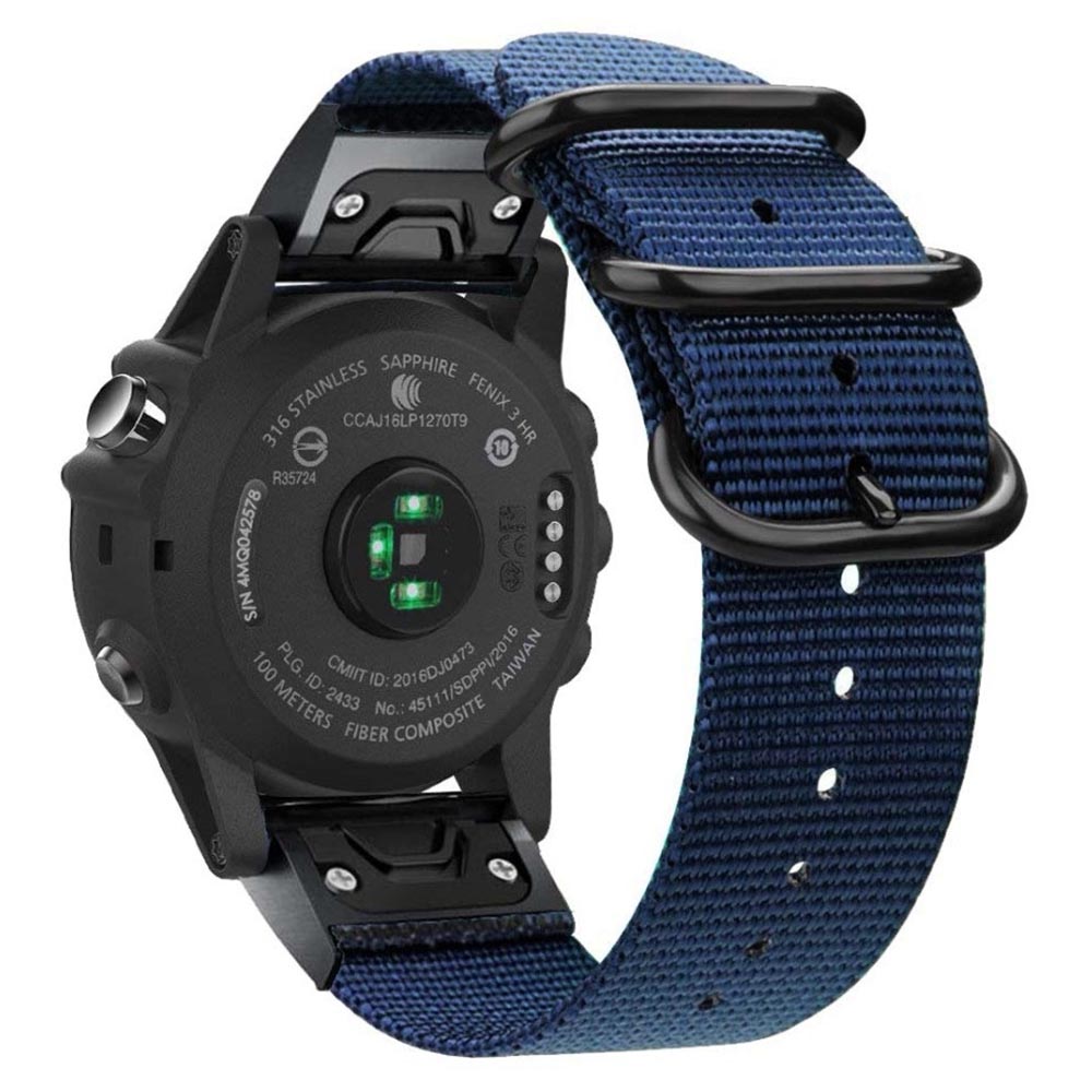 For Garmin Fenix 7S 6S Pro 5S Plus 20mm Nylon Watch Band Adjustable Wrist Strap with Stainless Steel Three Loops