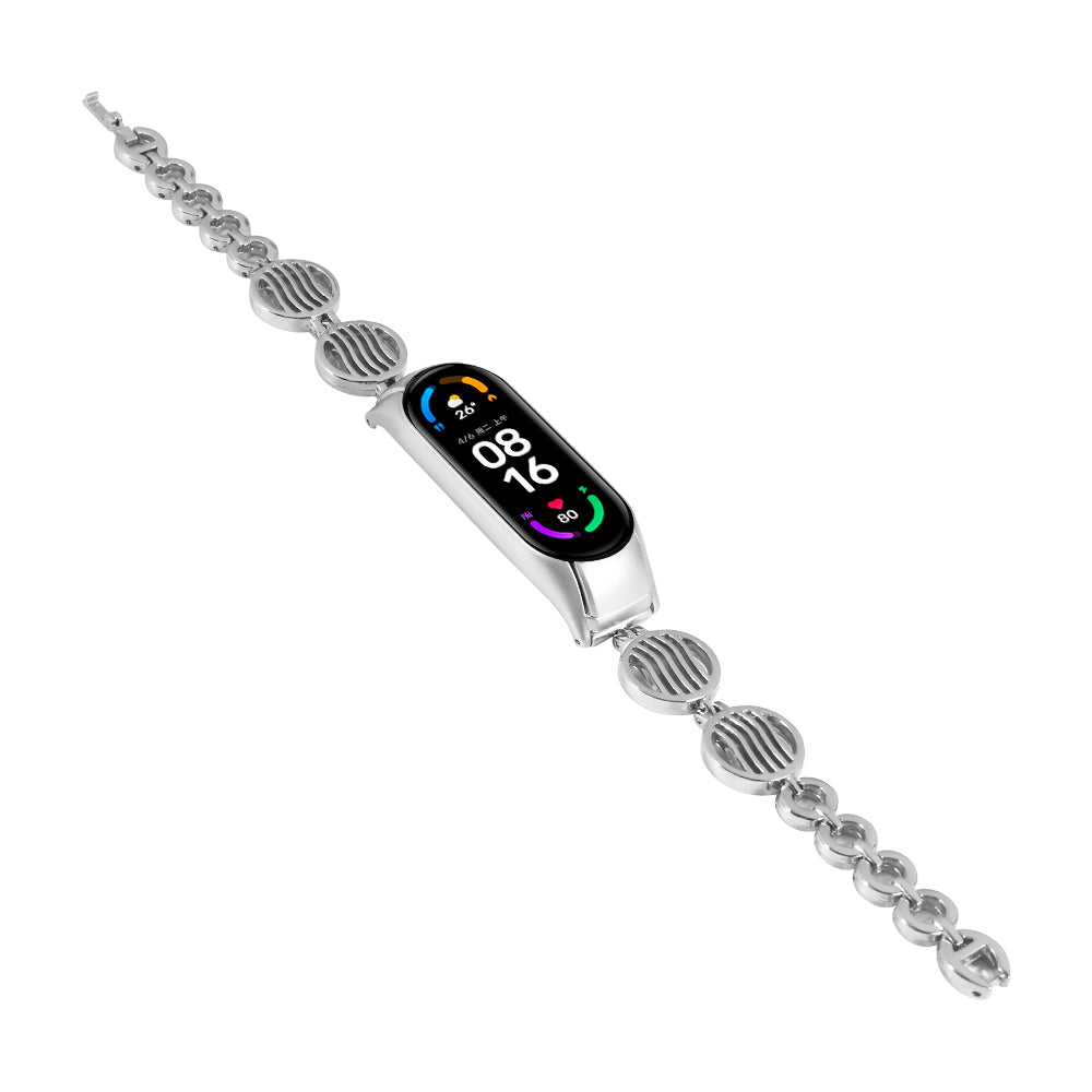 For Xiaomi Mi Band 7 Water Wave Design Stainless Steel Bracelet Watch Strap Replacement Wrist Band