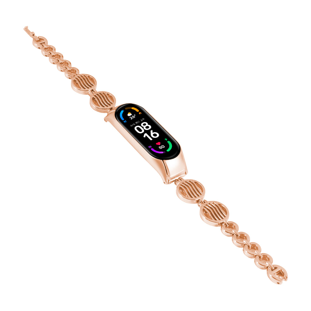 For Xiaomi Mi Band 5 6 Stylish Water Wave Design Wrist Band Stainless Steel Bracelet Watch Strap Replacement