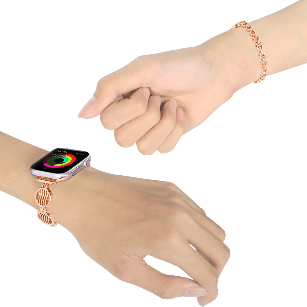 For Apple Watch Series 9 8 7 41mm SE (2023) SE (2020) SE 4 5 6 40mm 3 2 1 38mm Water Wave Design Wrist Band Stainless Steel Bracelet Durable Watch Strap