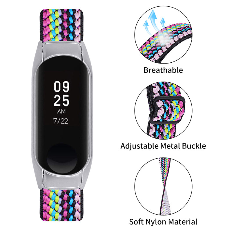 For Xiaomi Mi Band 5 6 Elastic Watch Band Nylon Braided Adjustable Wrist Strap Replacement