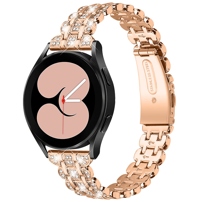 For Samsung Galaxy Watch3 41mm Watch 42mm Stainless Steel Rhinestone Decor Watch Strap Replacement Wrist Band 20mm