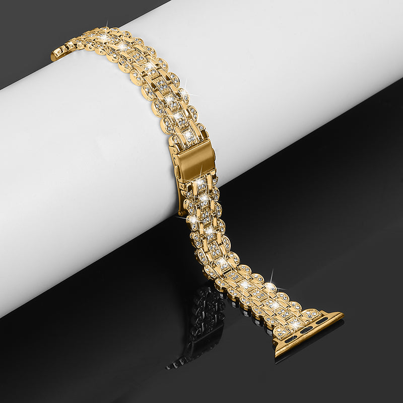 For Apple Watch Series 9 8 7 41mm 6 5 4 SE (2023) SE (2022) SE 40mm 3 2 1 38mm Watch Strap Replacement Stainless Steel Bling Rhinestone Bracelet