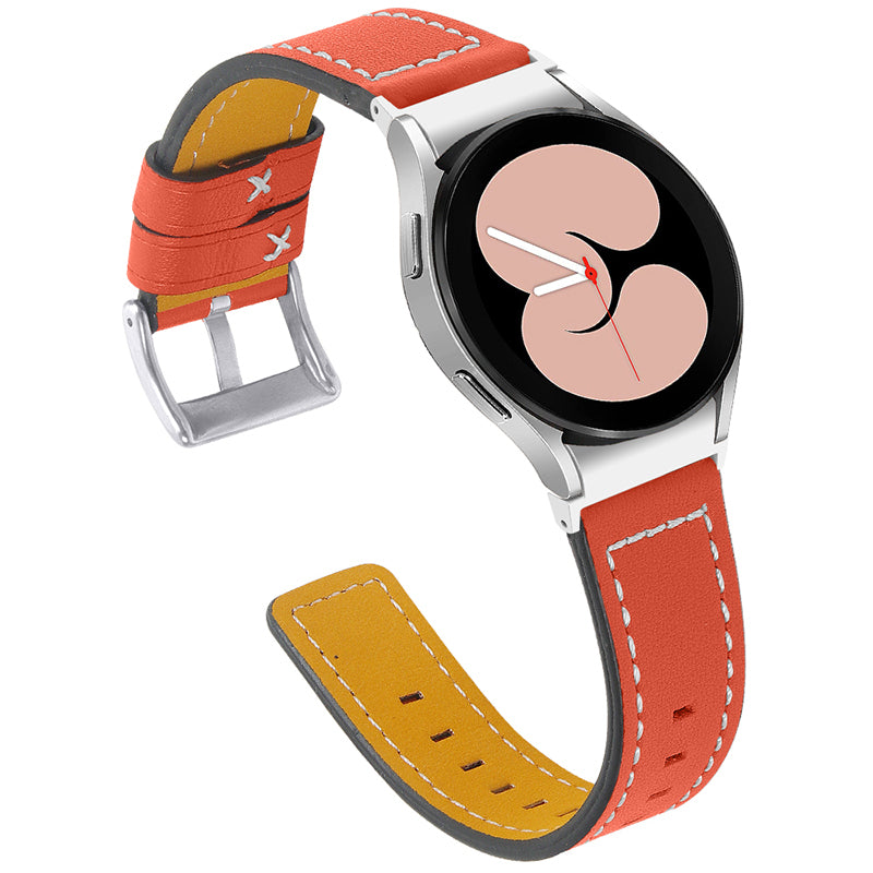 For Samsung Galaxy Watch4 Classic 42mm 46mm Watch4 Active 40mm 44mm Cowhide Genuine Leather Watch Band Adjustable Replacement Strap
