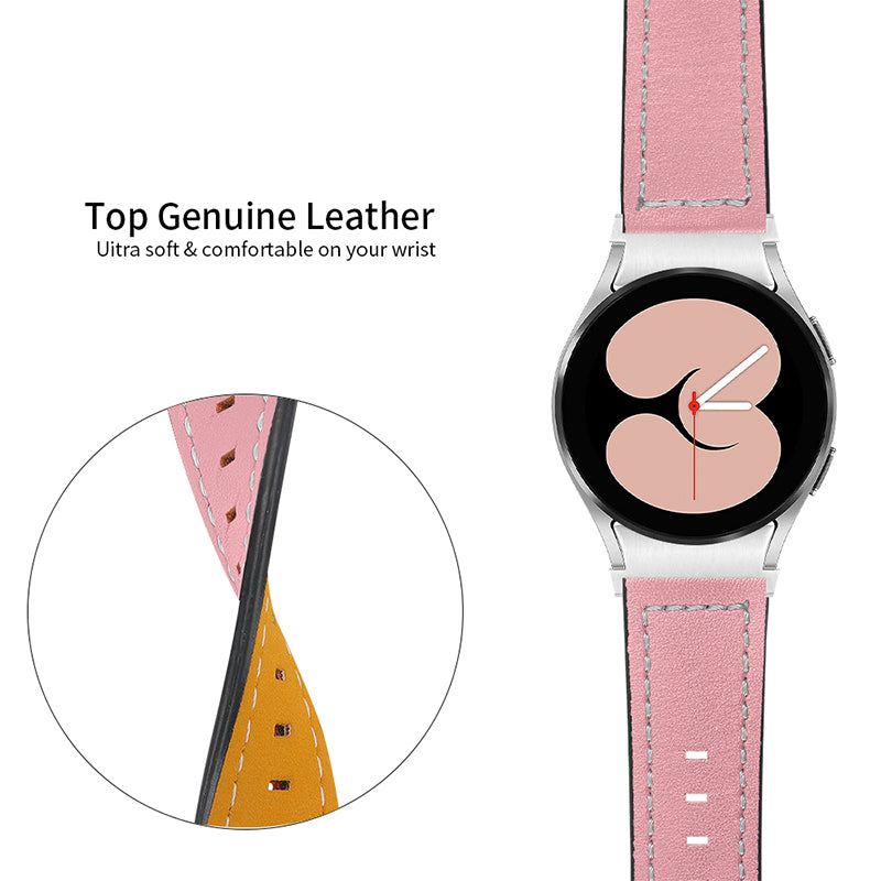 For Samsung Galaxy Watch4 Classic 42mm 46mm Watch4 Active 40mm 44mm Cowhide Genuine Leather Watch Band Adjustable Replacement Strap