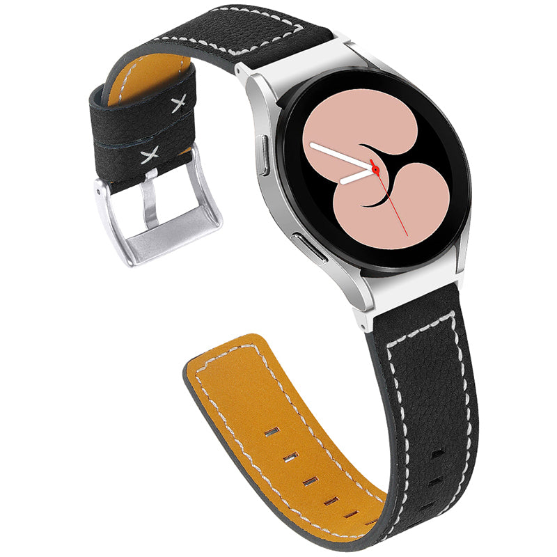 For Samsung Galaxy Watch4 Classic 42mm 46mm Watch4 Active 40mm 44mm Cowhide Genuine Leather Watch Band Adjustable Replacement Strap