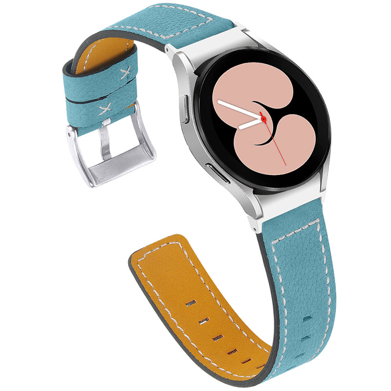 For Samsung Galaxy Watch4 Classic 42mm 46mm Watch4 Active 40mm 44mm Cowhide Genuine Leather Watch Band Adjustable Replacement Strap