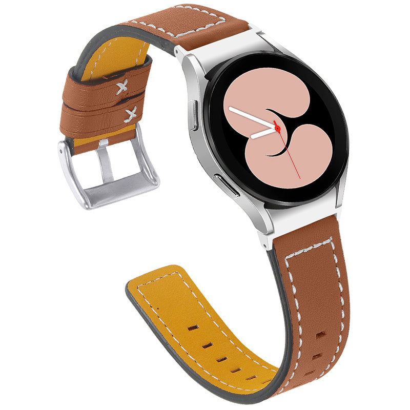 For Samsung Galaxy Watch4 Classic 42mm 46mm Watch4 Active 40mm 44mm Cowhide Genuine Leather Watch Band Adjustable Replacement Strap