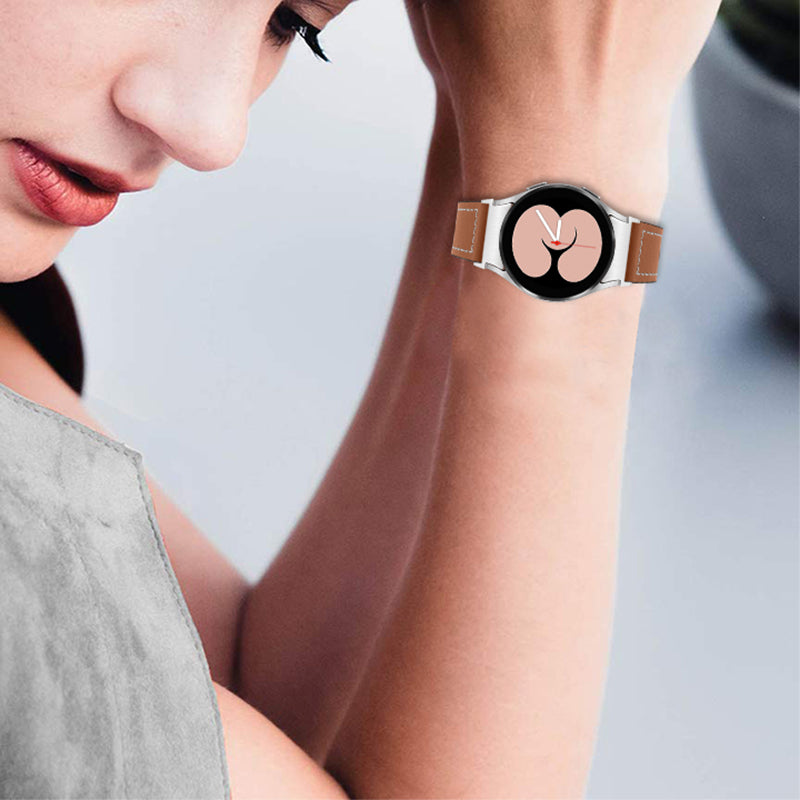 For Samsung Galaxy Watch4 Classic 42mm 46mm Watch4 Active 40mm 44mm Cowhide Genuine Leather Watch Band Adjustable Replacement Strap