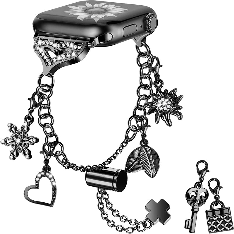 For Apple Watch Series 9 8 7 41mm 6 5 4 SE (2023) SE (2022) SE 40mm 3 2 1 38mm Stylish Pendant Design Bracelet Watch Band Wrist Strap