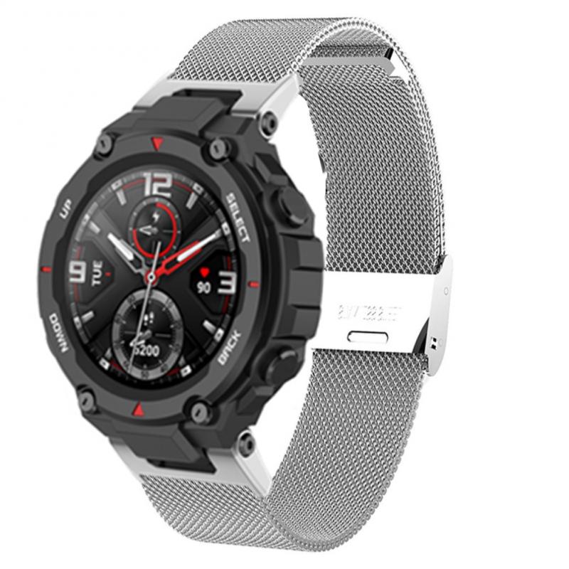 For Huami Amazfit T-Rex T-Rex Pro Ares Stainless Steel Watch Strap Adjustable Milanese Metal Watchband with Buckle