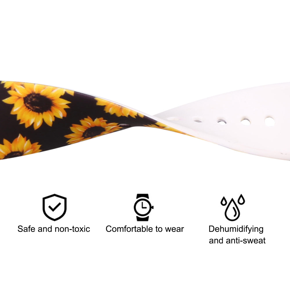 For Apple Watch Series 9 8 7 41mm 6 5 4 SE (2023) SE (2022) SE 40mm 3 2 1 38mm Silicone Watch Strap Quick Release Pattern Printed Wristband with Buckle