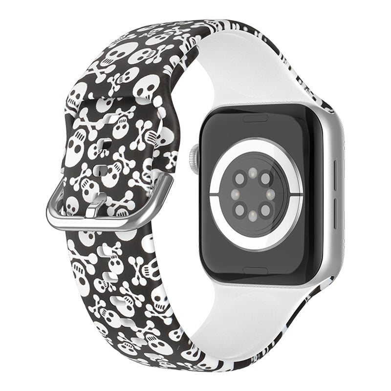 For Apple Watch Series 9 8 7 41mm 6 5 4 SE (2023) SE (2022) SE 40mm 3 2 1 38mm Silicone Watch Strap Quick Release Pattern Printed Wristband with Buckle