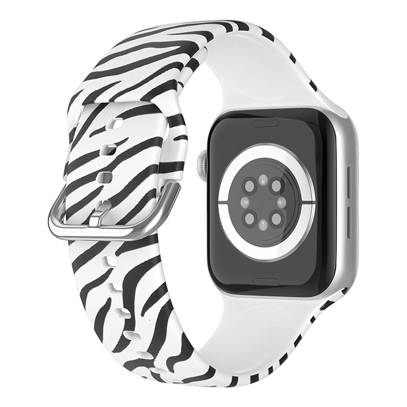 For Apple Watch Series 9 8 7 41mm 6 5 4 SE (2023) SE (2022) SE 40mm 3 2 1 38mm Silicone Watch Strap Quick Release Pattern Printed Wristband with Buckle