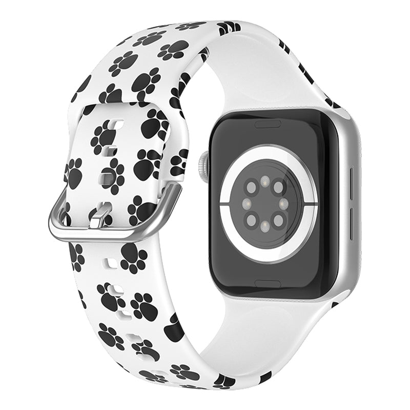 For Apple Watch Series 9 8 7 41mm 6 5 4 SE (2023) SE (2022) SE 40mm 3 2 1 38mm Silicone Watch Strap Quick Release Pattern Printed Wristband with Buckle