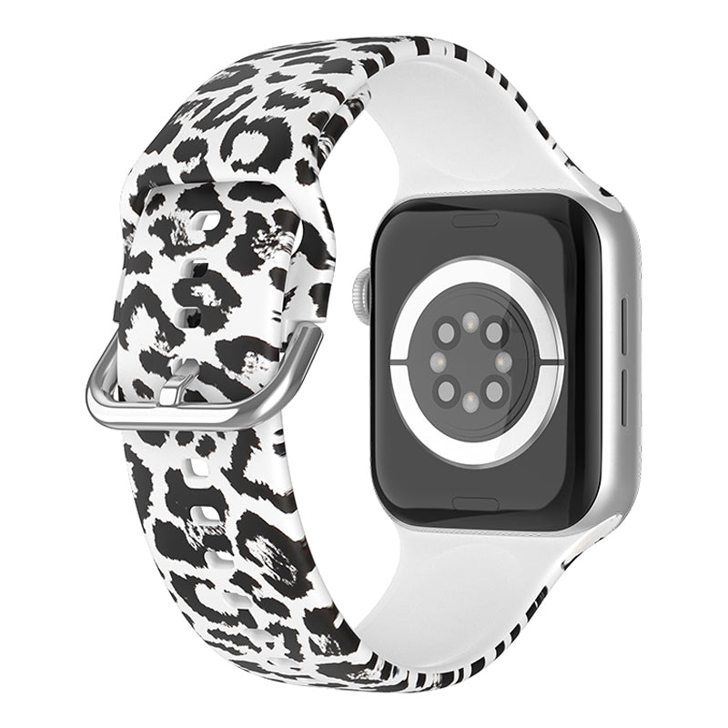 For Apple Watch Series 9 8 7 41mm 6 5 4 SE (2023) SE (2022) SE 40mm 3 2 1 38mm Silicone Watch Strap Quick Release Pattern Printed Wristband with Buckle