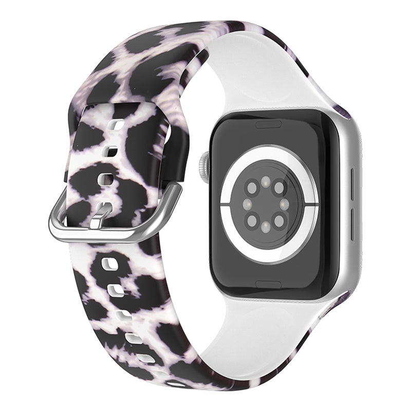 For Apple Watch Series 9 8 7 41mm 6 5 4 SE (2023) SE (2022) SE 40mm 3 2 1 38mm Silicone Watch Strap Quick Release Pattern Printed Wristband with Buckle