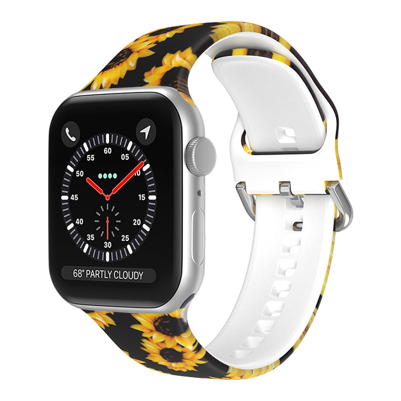 For Apple Watch Ultra 2 49mm Series 9 45mm SE (2023) 44mm Ultra 49mm 8 7 45mm 6 5 4 SE (2022) SE 44mm 3 2 1 42mm Silicone Pattern Printed Watch Strap Replacement Wristband with Buckle