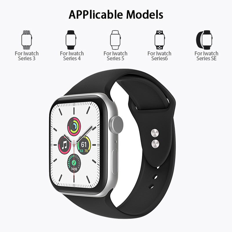 For Apple Watch Series 9 8 7 41mm 6 5 4 SE (2023) SE(2022) SE 40mm 3 2 1 38mm Smart Watch Silicone Strap Watchband Replacement with Double Buttons Buckle Size L