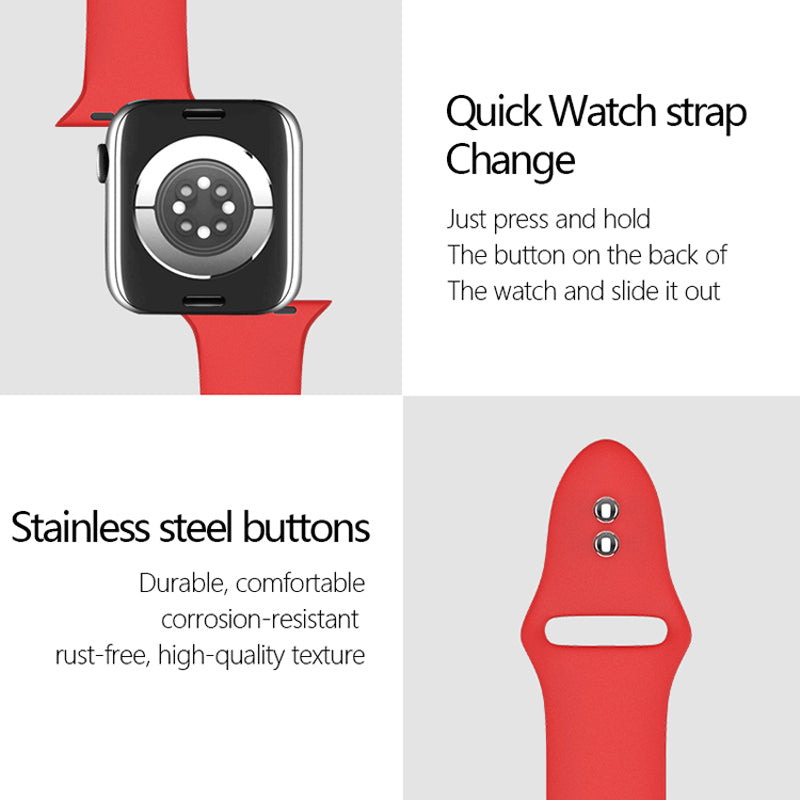 For Apple Watch Series 9 8 7 41mm 6 5 4 SE (2023) SE(2022) SE 40mm 3 2 1 38mm Smart Watch Silicone Strap Watchband Replacement with Double Buttons Buckle Size L