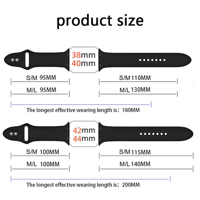 For Apple Watch Series 9 8 7 41mm 6 5 4 SE (2023) SE(2022) SE 40mm 3 2 1 38mm Smart Watch Silicone Strap Watchband Replacement with Double Buttons Buckle Size L