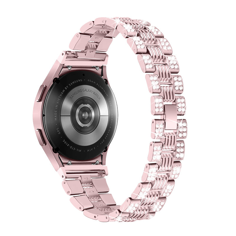 For Samsung Galaxy Watch4 Classic 42mm 46mm Watch4 Active 40mm 44mm Rhinestone Decor Zinc Alloy Watch Band Watchband 20mm Replacement Wrist Strap