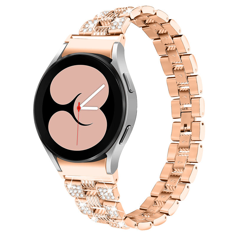 For Samsung Galaxy Watch4 Classic 42mm 46mm Watch4 Active 40mm 44mm Rhinestone Decor Zinc Alloy Watch Band Watchband 20mm Replacement Wrist Strap
