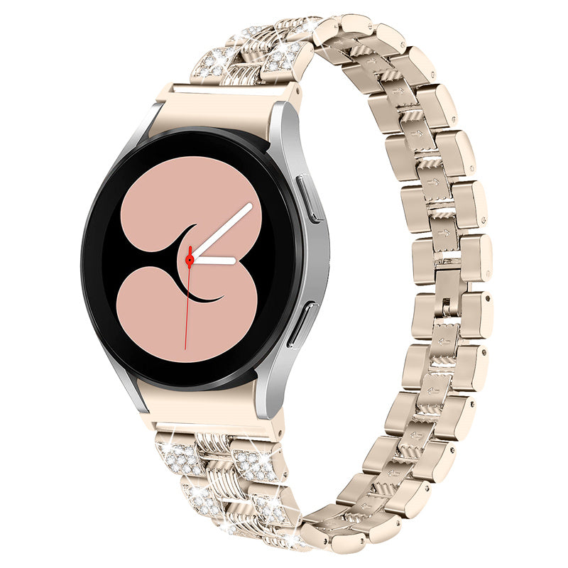 For Samsung Galaxy Watch4 Classic 42mm 46mm Watch4 Active 40mm 44mm Rhinestone Decor Zinc Alloy Watch Band Watchband 20mm Replacement Wrist Strap