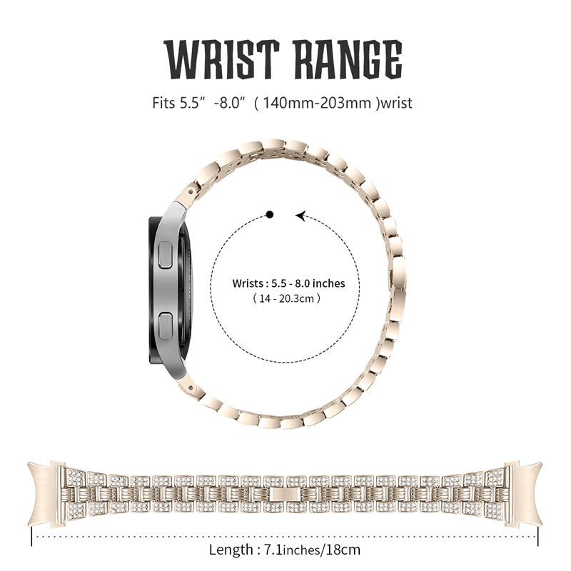 For Samsung Galaxy Watch4 Classic 42mm 46mm Watch4 Active 40mm 44mm Rhinestone Decor Zinc Alloy Watch Band Watchband 20mm Replacement Wrist Strap