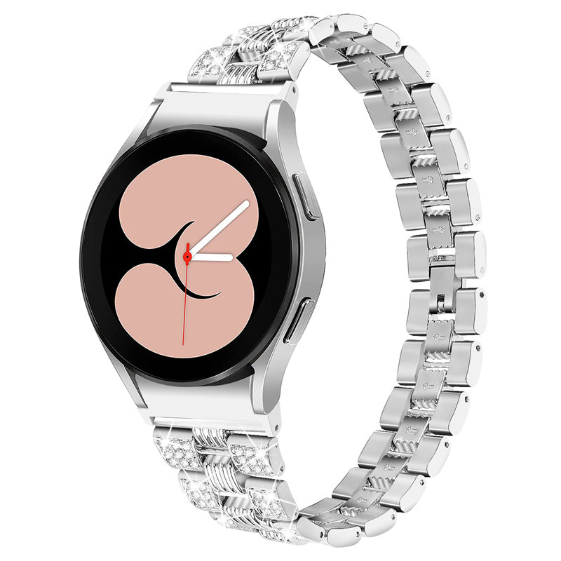 For Samsung Galaxy Watch4 Classic 42mm 46mm Watch4 Active 40mm 44mm Rhinestone Decor Zinc Alloy Watch Band Watchband 20mm Replacement Wrist Strap